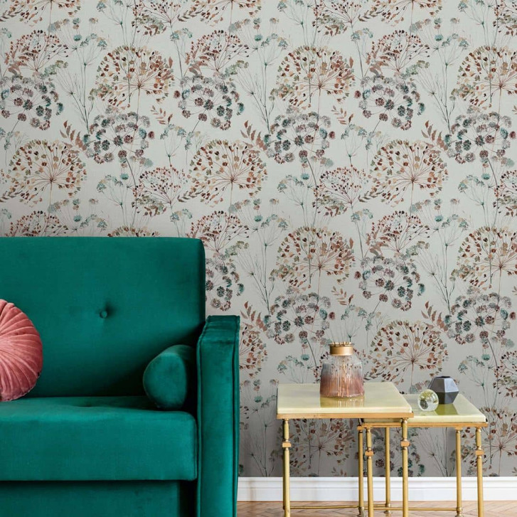 Vliestapete Blumen, Blätter Floral Natur matt in Grau - WA473044