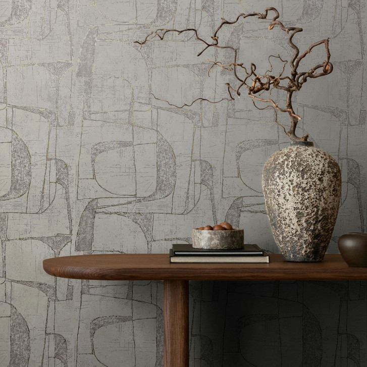 Vliestapete in Beige Glänzend Geometrische Formen Grafisch Modern - WA457204