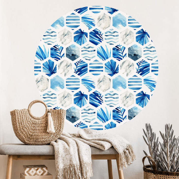 Wandtattoo Watercolour - Waves - Rund - WA384146