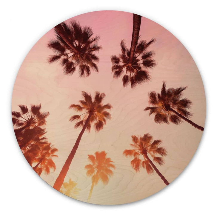 Holzbild California Dreaming mit Palmen-Blick - Hugonnard - Rund - WA471952