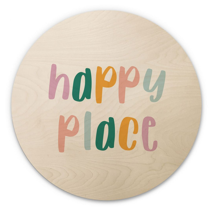 Holzbild Happy place - Rund - WA401069