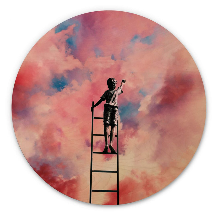 Holzbild Kunstdruck - Wolkenmaler Rund - Taudalpoi - WA400487