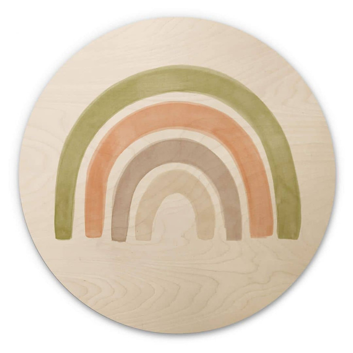 Holzbild Nouveauprints - Regenbogen Aquarell - Rund - WA321213