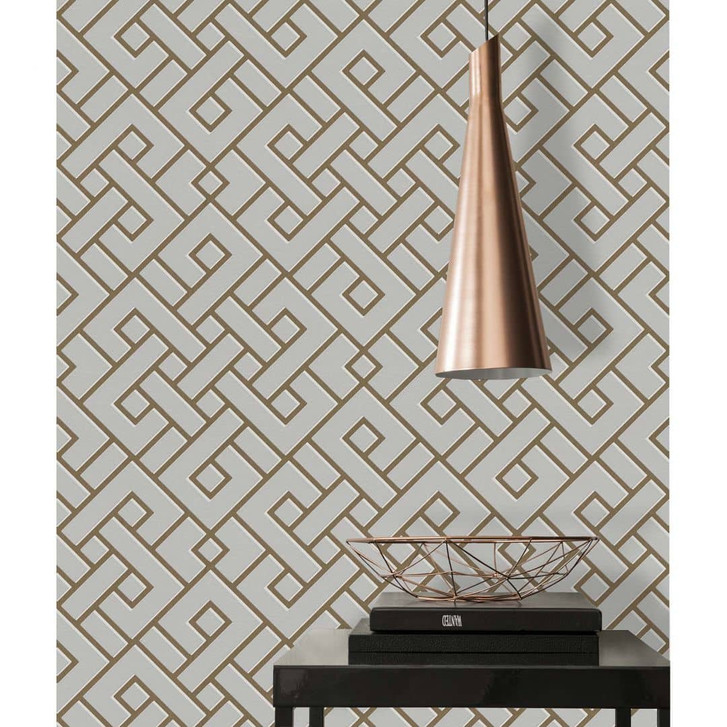 Michalsky Living geometrische Tapete Change is good Vliestapete Magic Meander grau, gold, weiss - WA328431