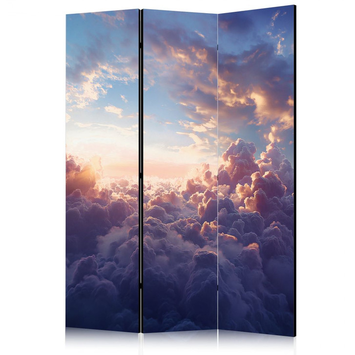 Paravent, Raumteiler freistehend, Trennwand - Sun in Hiding: Golden Sky Clouds - WA441813