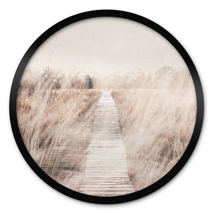 Poster Verträumte Landschaft mit Holzsteg - Imaginative - Rund - WA407362