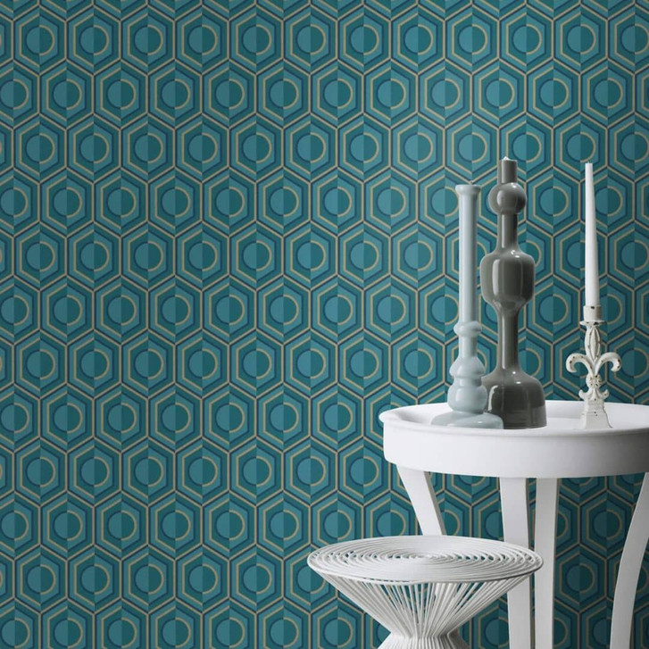 Rasch Vliestapete, Mustertapete Sophia petrolblau - WA339226