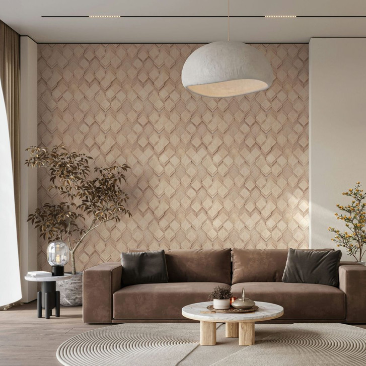 Vliestapete in beige Rauten Illusion 3D-Optik Modern - WA451173