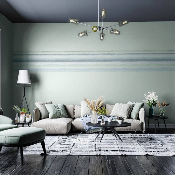 Vliestapete mit moderner Streifenoptik blau, grün Grafisch - WA450552