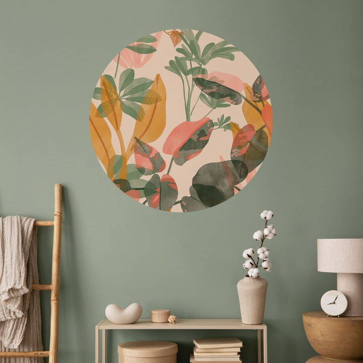 Wandtattoo Garten mit tropischen Pflanzen - Goed Blauw - Rund - WA474493