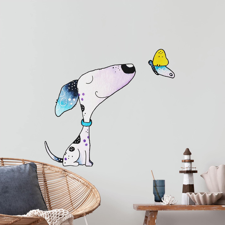 Wandtattoo Hund mit Schmetterling - Hagenmeyer - WA514310