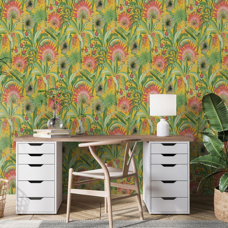 Blumentapete, Florale Tapete, Vliestapete Erismann Martinique gelb - WA397726