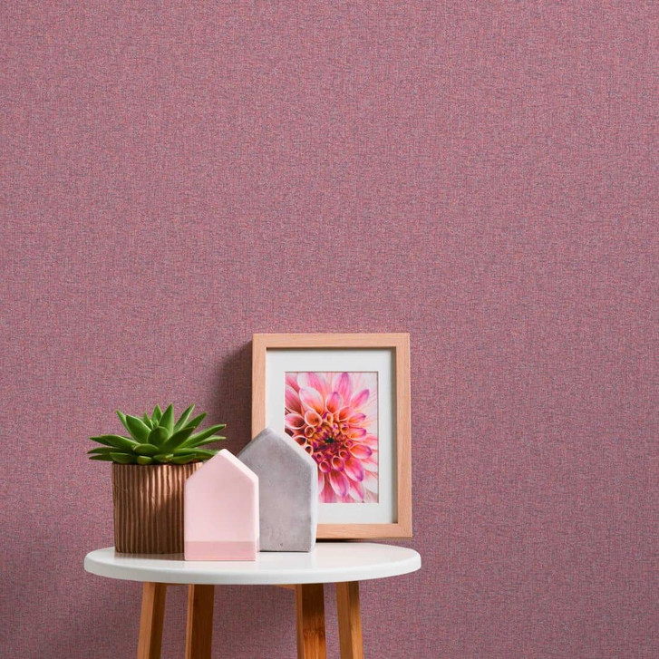 Einfarbige Tapete mit Strukturdesign Lila Pink - Vliestapete mit Gewebe-Optik - WA396715