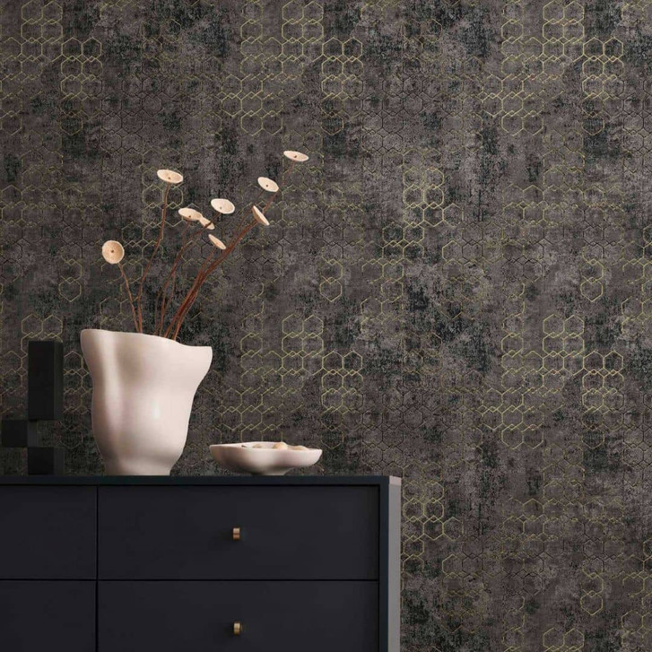 Livingwalls Vliestapete New Walls Urban Grace geometrische Tapete metallic, schwarz - WA289686