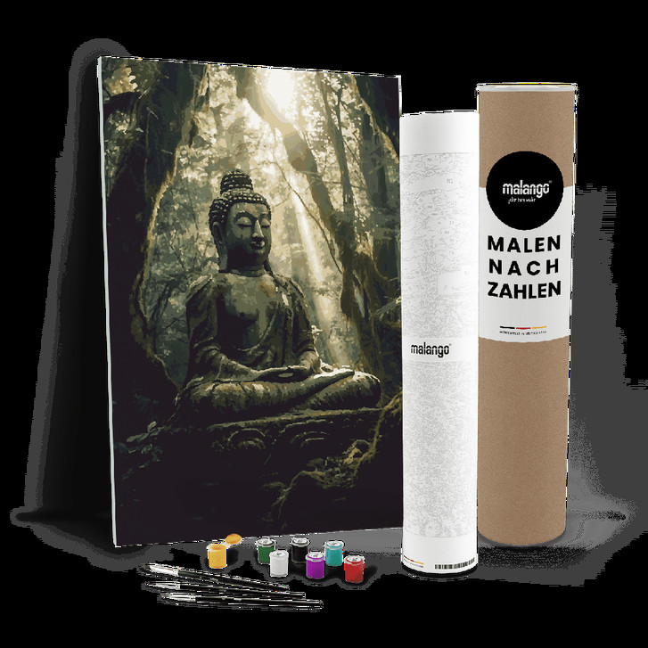 Malen nach Zahlen Leinwandbild - Buddha Bahi im Wald - WA447890