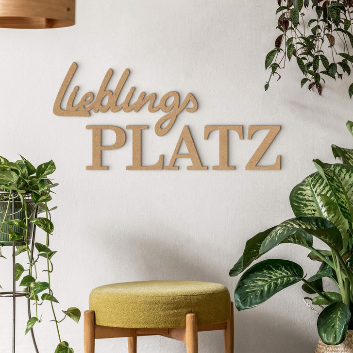 MDF-Deko 3D Schriftzug Lieblingsplatz - Natur - WA405526