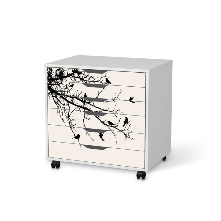 Möbelfolie IKEA Alex Rollcontainer 6 Schubladen - Tree and Birds 1 - CR114283