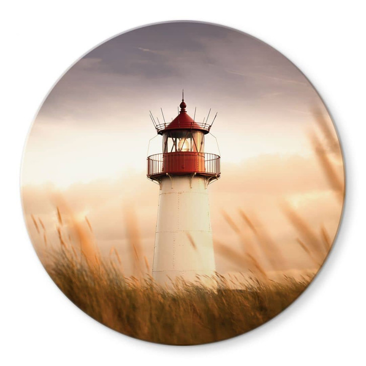 Glasbild Leuchtturm an der Küste von Sylt - Eisenmann - Rund - WA435506