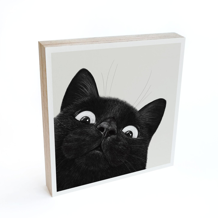 Holzbild zum Hinstellen - Lustige schwarze Katze - Korenkova - 15 x 15 cm - WA510838