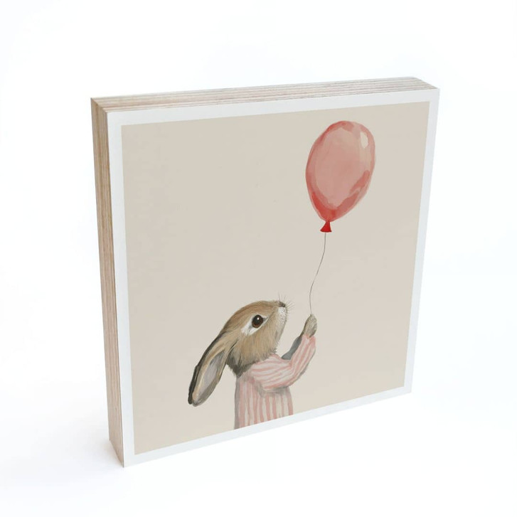 Holzbild zum Hinstellen - Süsser Hase mit Luftballon - Treechild - 15 x 15 cm - WA488975