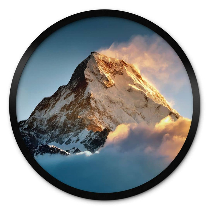 Poster Sonnenaufgang über dem schneebedeckten Berg - Annapurna Himal - Rund - WA433307