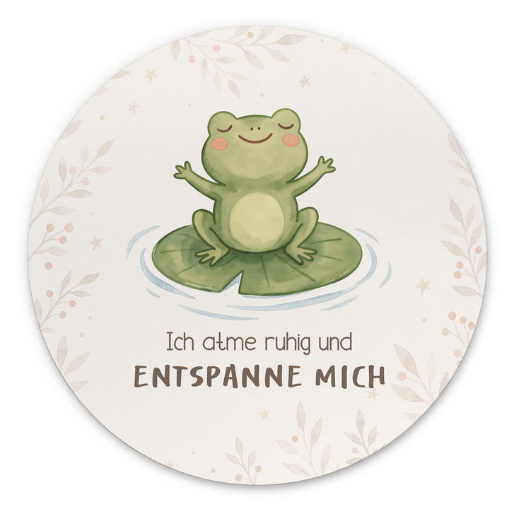 Rundes Alu-Dibond mit Frosch - Kraftsatz 