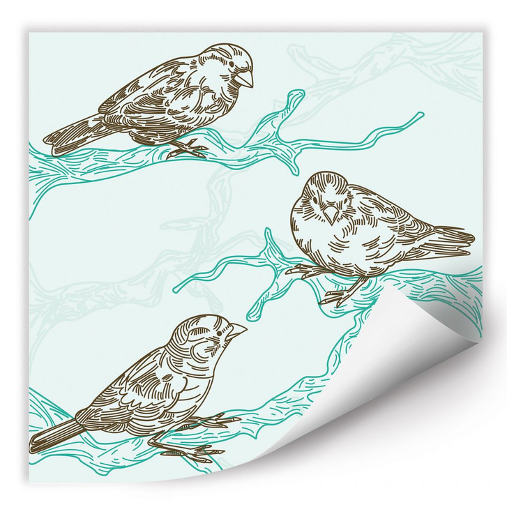 Wallprint Spatzen Illustration - WA189273