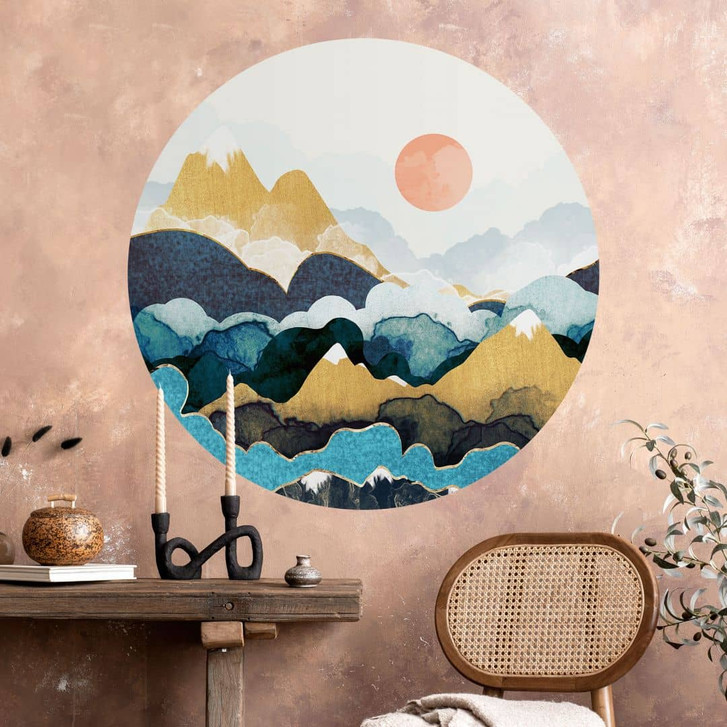 Wandtattoo Berggipfel über den Wolken - SpaceFrog Designs - Rund - WA430006