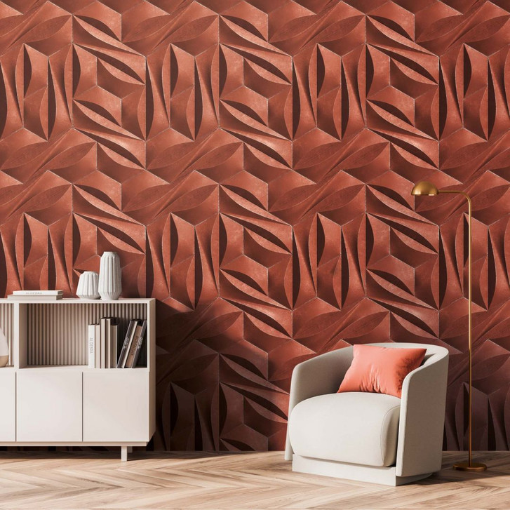 3d Fototapete Rot geometrische Design Vliestapete für Wohnzimmer, Schlafzimmer - WA351276