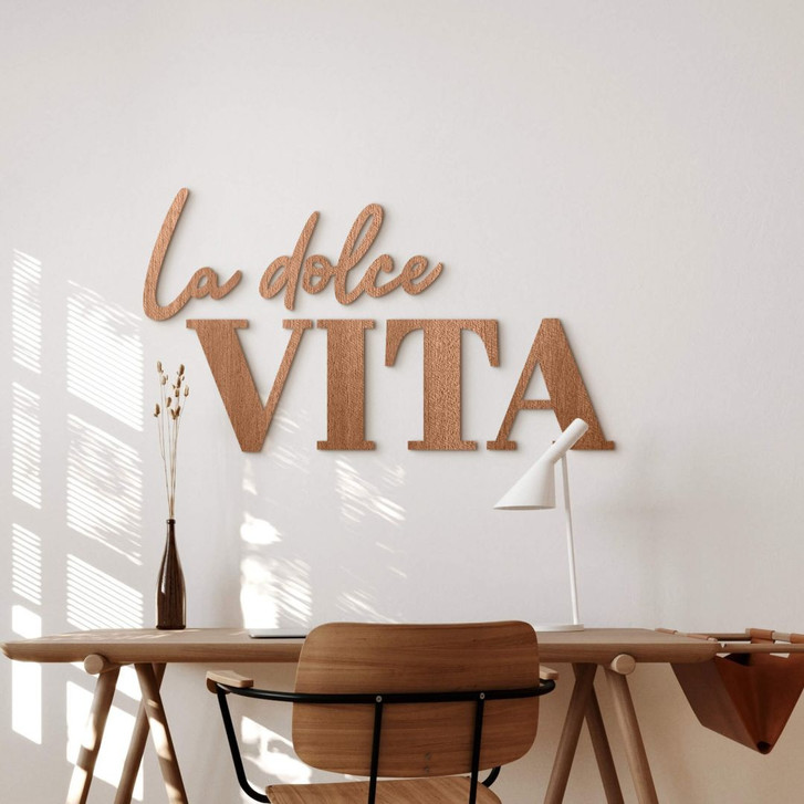 3D Holz Schriftzug La dolce Vita - modern - Mahagoni - WA351106