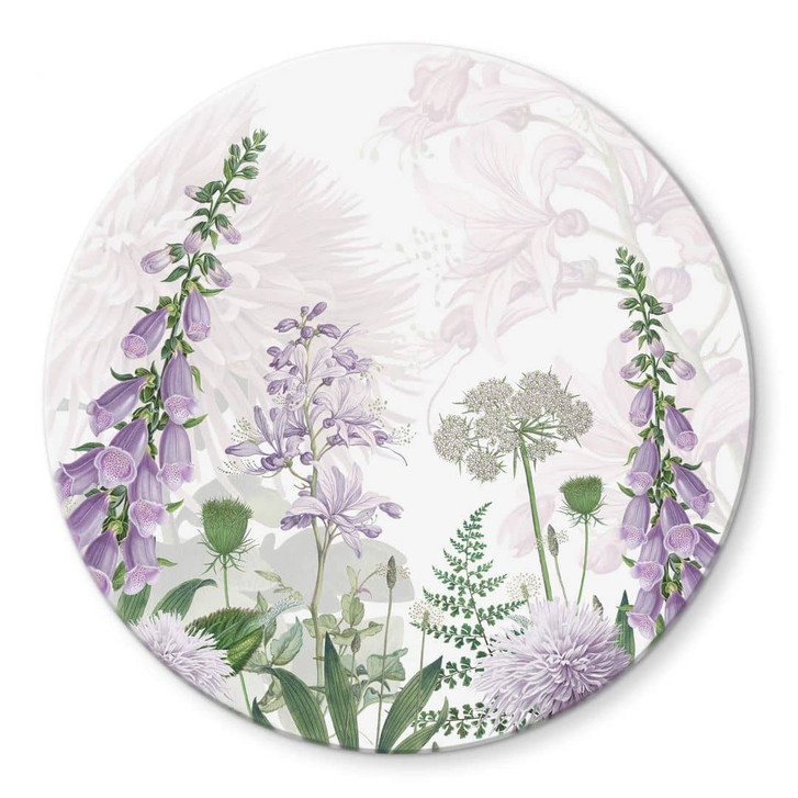 Glasbild Sir Edward - Lila Fingerhut - Rund - WA354172