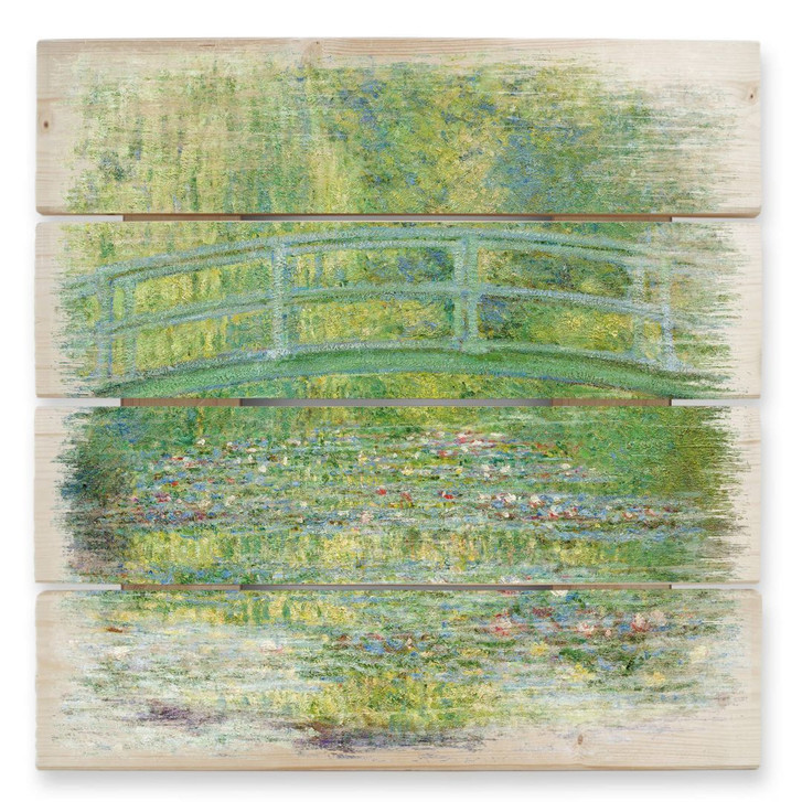 Holzbild Monet - Seerosenteich und japanische Brücke - 40 x 41.5 cm - WA132315