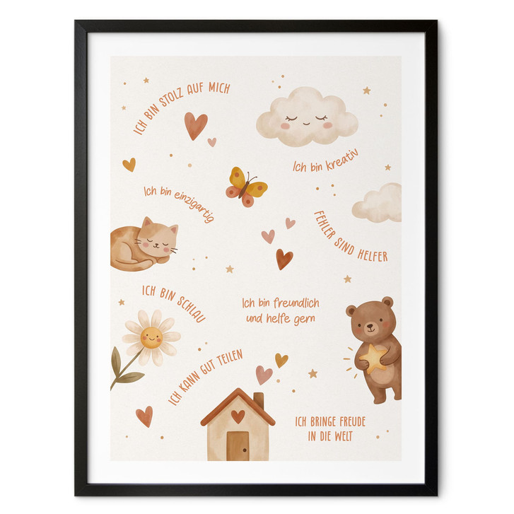 Kinder-Poster - Affirmationen Happy mit Bär und Stern - WA517282