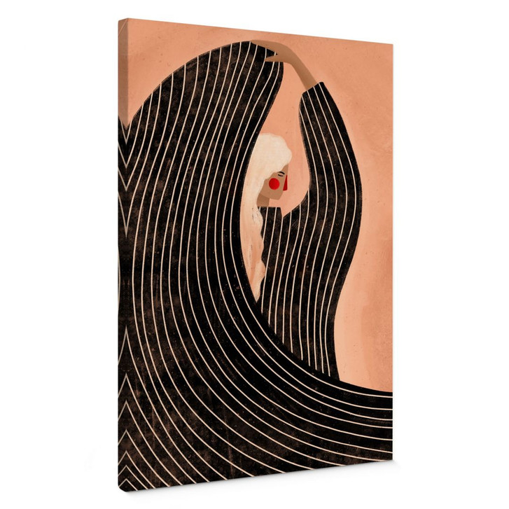 Leinwandbild Frau mit schwarzem Streifenkleid - Müller - WA496262