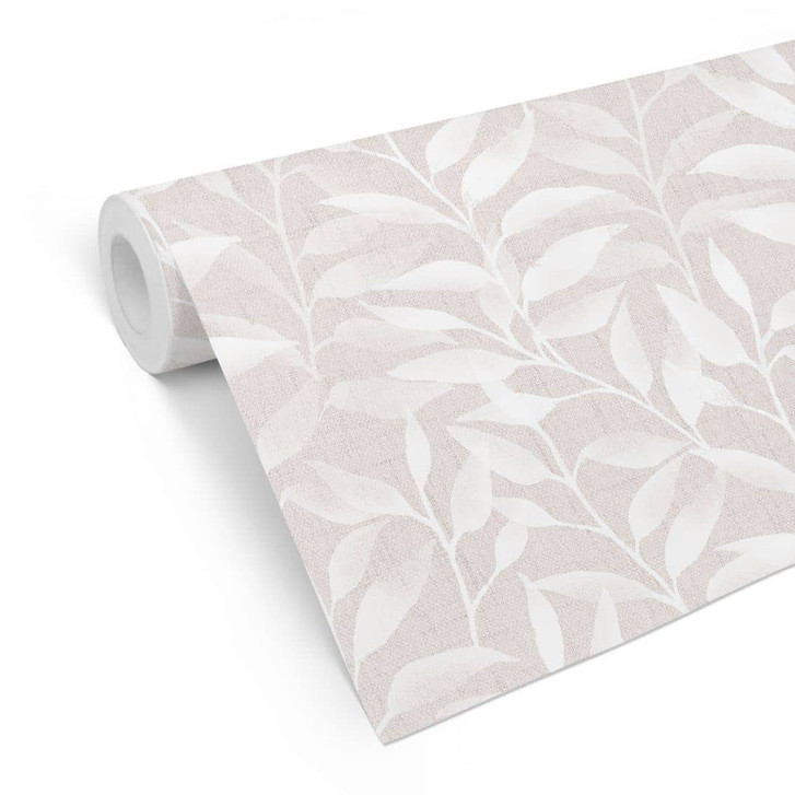 Mustertapete Zarte Aquarell-Blätter - Soft Beige - Bloomery Decor - WA496065