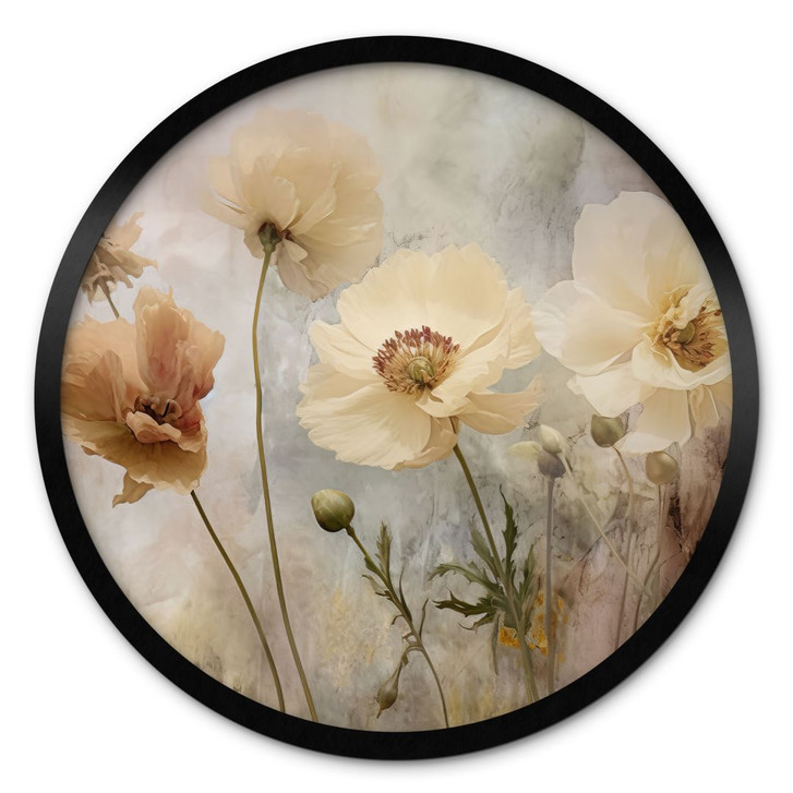 Poster Blumenpracht in warmen Pastelltönen - Paksoylu - Rund - WA433134