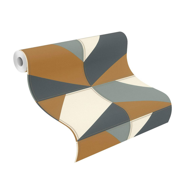 Rasch Vliestapete Club in Leder- Kacheloptik cognac - WA391730