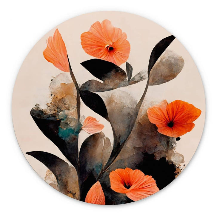 Wandbild Korallenrote Mohnblumen - Treechild - Alu-Dibond - Rund - WA394952