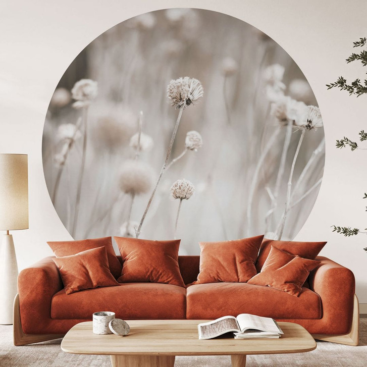 Fototapete Getrocknete Blüten in sanften Tönen - Annie - Rund - Selbstklebend/Vlies - WA471200