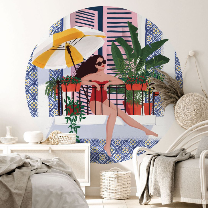 Fototapete Urlaub auf dem Balkon - Tomljanovic - Rund - Selbstklebend/Vlies - WA459320