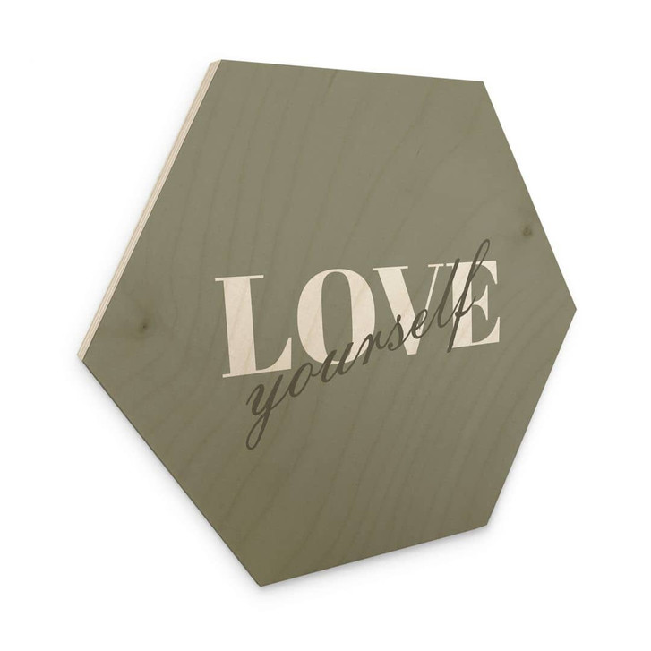 Hexagon-Holzbild Love yourself - WA425246
