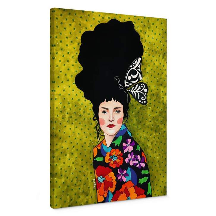 Leinwandbild Frau mit Schmetterling im Haar - Hülya - WA496622