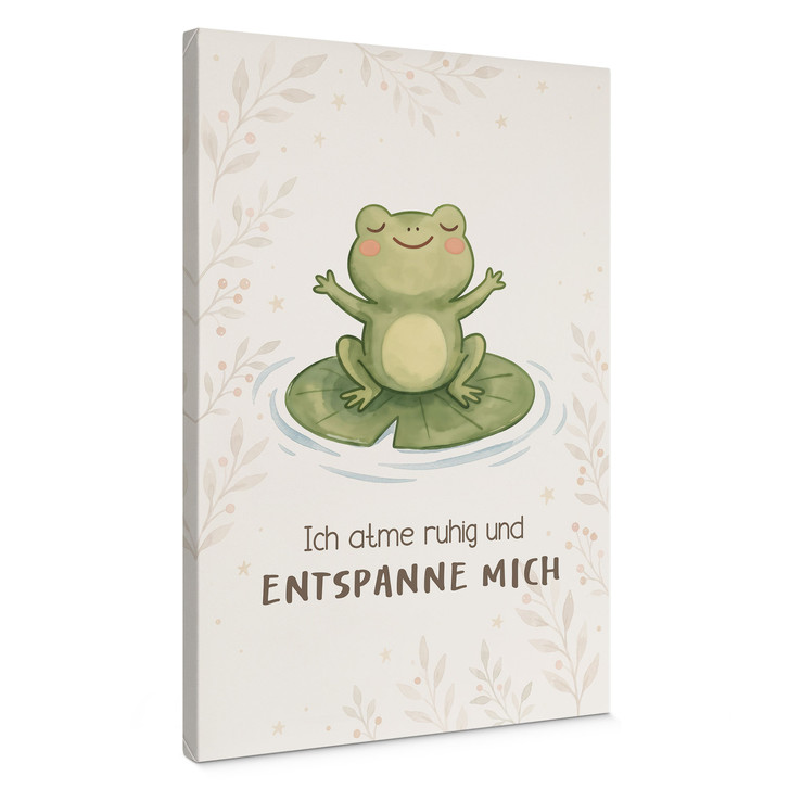 Leinwandbild mit Frosch - Affirmation 