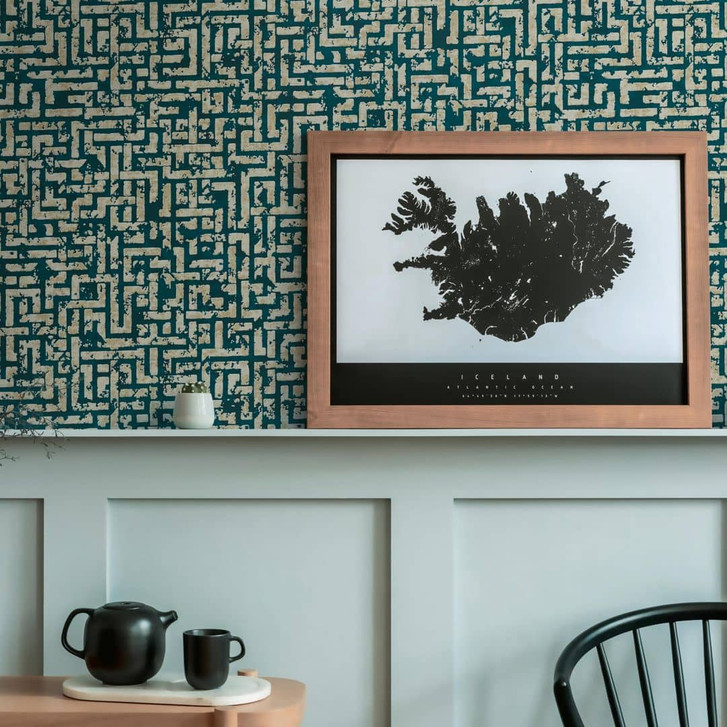 Livingwalls Ethnotapete My Home My Spa Vliestapete Study Libary Home ozeanblau, gold, silber - WA341719