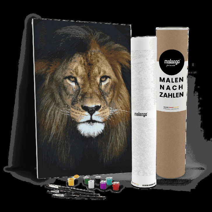 Malen nach Zahlen Leinwandbild - Löwe mit sanftem Blick - WA446812