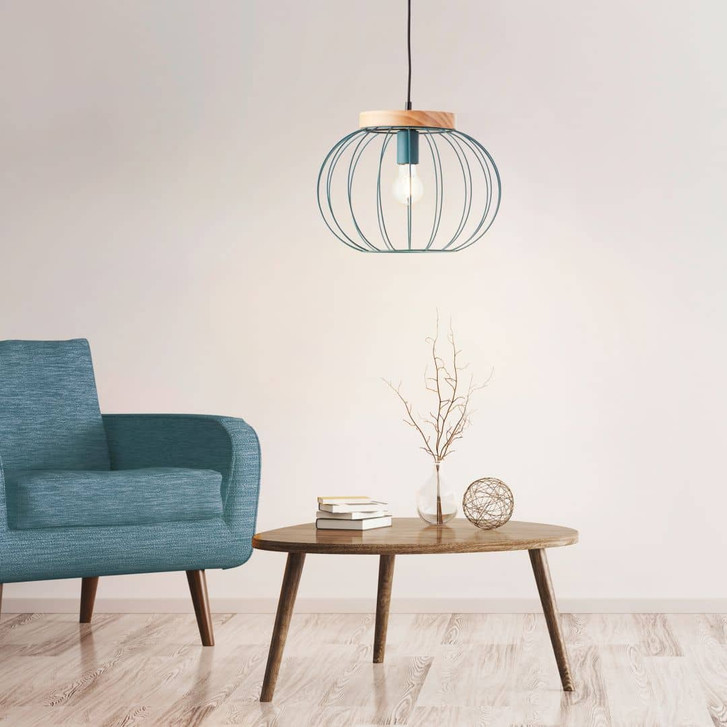 Pendelleuchte Oliver, blau, 130 x 35.5 cm, Holz Pendelleuchte - WA438901