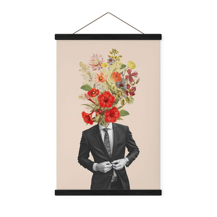 Stoffbild Mann im Anzug mit Wildblumen - Frida Floral Studio - WA429655