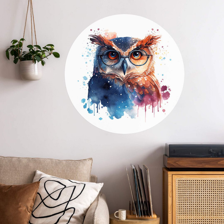 Wandtattoo Heine - Intelligente Eule mit Brille - Astro Cruise - Rund - WA412894
