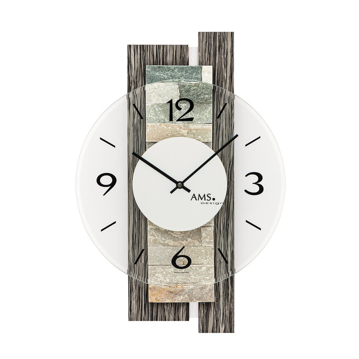 Wanduhr Holzgehäuse Holzdekor/Naturstein-Auflage - UG100638
