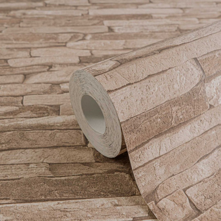 A.S. Création Vliestapete Wood and Stone Tapete in Steinoptik Naturstein beige, braun - WA150371